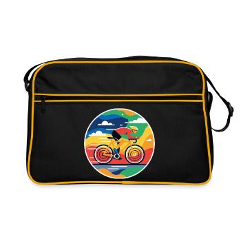 Image circulaire colorée de cycliste - Sac Retro - noir/or - Devant