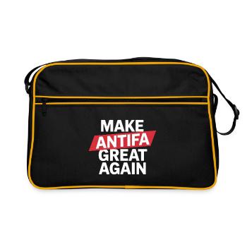 Make Antifa great again - Antifascist Tee - Retro Bag - black/gold - Front