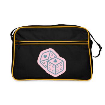 Heart cube in pastel pink - Retro Bag - black/gold - Front