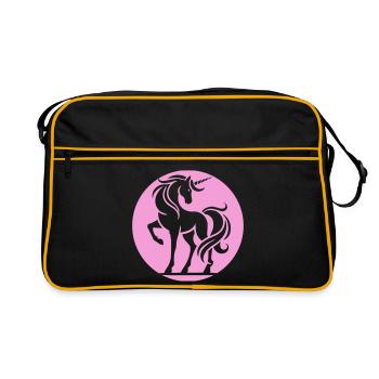 Cercle de la silhouette de la licorne rose - Sac Retro - noir/or - Devant