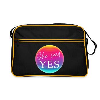 SHE SAID YES! Cool Neon Kreis Personalisierbar - Sac Retro - noir/or - Devant