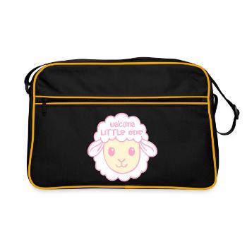 Willkommen Baby-Geburtsschafe - Retro Tasche - Schwarz/Gold - Vorne