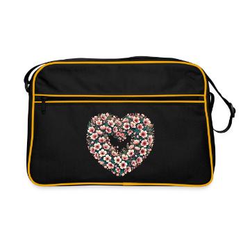 Crête florale Cœur en Fleurs - Sac Retro - noir/or - Devant