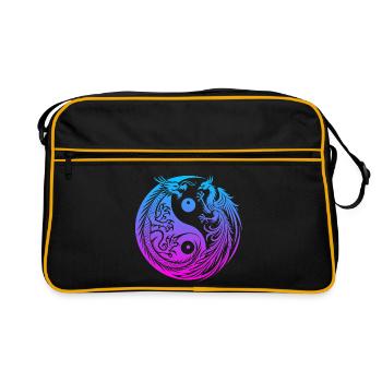 Yin Yang Dragon and Phoenix Neon - Retro Bag - black/gold - Front