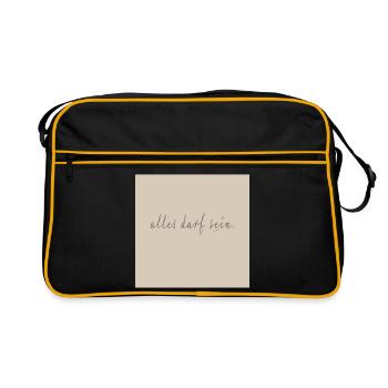 alles darf sein – Reduziertes Script Poster - Retro Tasche - Schwarz/Gold - Vorne