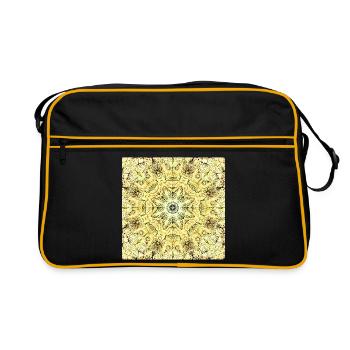 Mandala jaune-vert kaléidoscopique - Sac Retro - noir/or - Devant