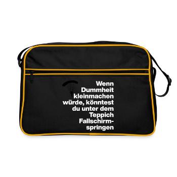 DUMMHEIT, DUMM, DISS, SARKASMUS, FRECH, GESCHENK - Retro Tasche - Schwarz/Gold - Vorne