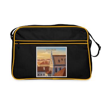 Zagreb Dachlandschaft im Abendlicht - Retro Tasche - Schwarz/Gold - Vorne