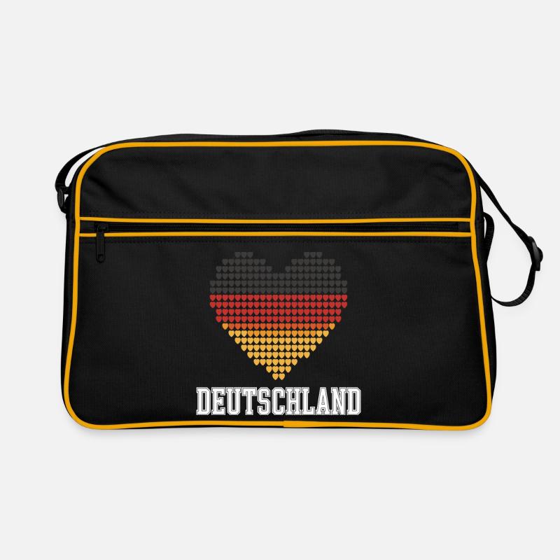 Deutschland Herz Farbverlauf - Retro Tasche - Schwarz/Gold