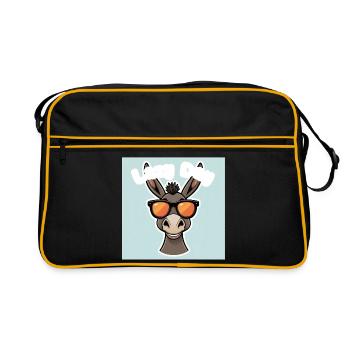 Donkey in orange summer glasses - Retro Bag - black/gold - Front