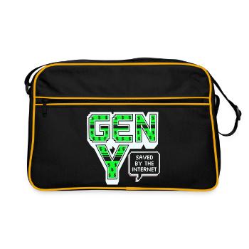 Generation Y, gen Y , Millennials Shirt, Hoodie - Retro Tasche - Schwarz/Gold - Vorne