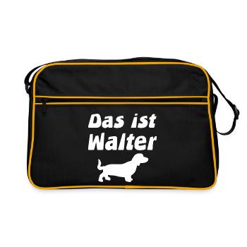 Dackel - Retro Tasche - Schwarz/Gold - Vorne