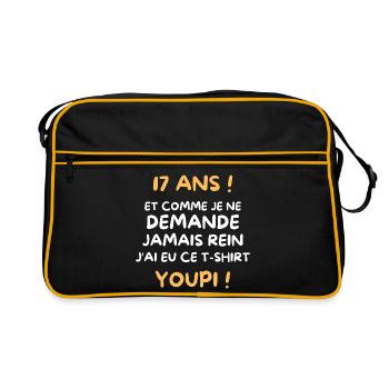 Funny Draw Boy Teen 17 Years Funny Birthday 17 - Retro Bag - black/gold - Front