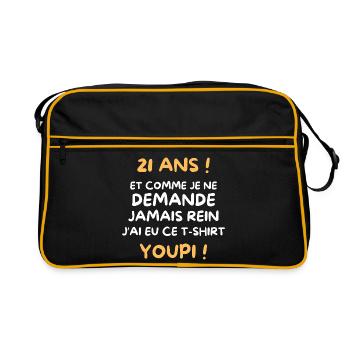 Funny Draw Boy Teen 21 Years Funny Birthday 21 - Retro Bag - black/gold - Front