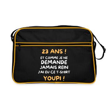 Funny Draw Boy Teen 23 Years Funny Birthday 23 - Retro Bag - black/gold - Front