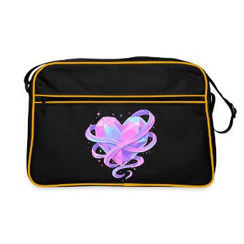 Pastell Kristallherz mit Schleifen - Retro Tasche - Schwarz/Gold - Vorne