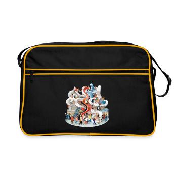 Colorful multi-stick slide full of people - Retro Bag - black/gold - Front