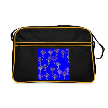 Neon Cross Pattern on Cobalt Blue - Retro Bag - black/gold - Front