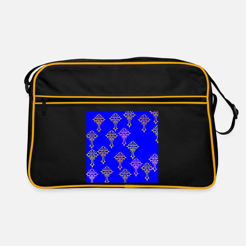Neon Cross Pattern on Cobalt Blue Retro Bag