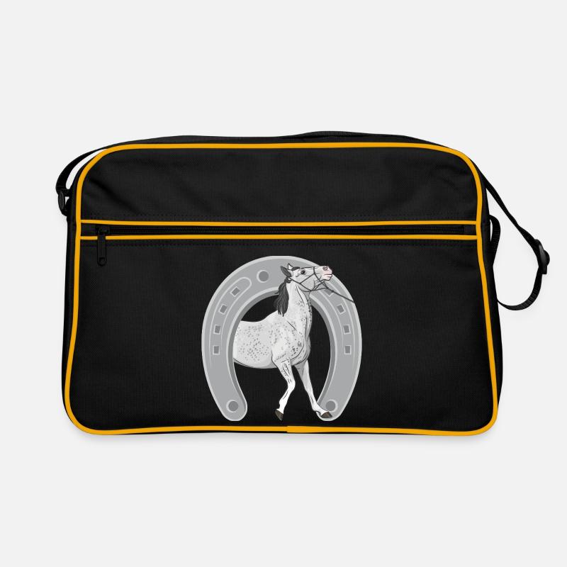 A grey horse in an upturned horseshoe Retro Bag