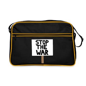 Stop the War Protest Sign - Retro Bag - black/gold - Front