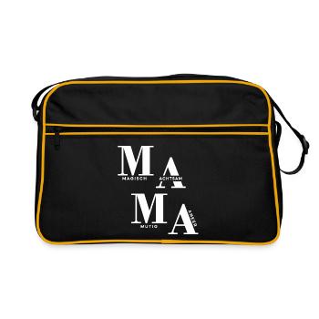Gestaffeltes MAMA Design in Weiß für dunkle Mode - Retro Tasche - Schwarz/Gold - Vorne