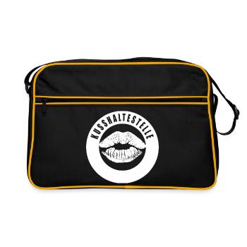 Kusshaltestelle - Kussmund - Dont Talk Just Kiss - Retro Bag - black/gold - Front