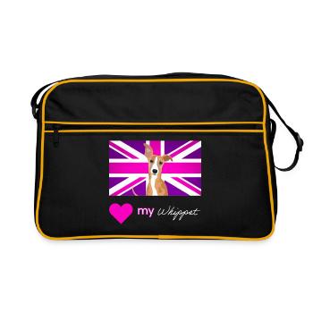 PURPLEWHIPPET (White text, Vibrant) - Retro Bag - black/gold - Front