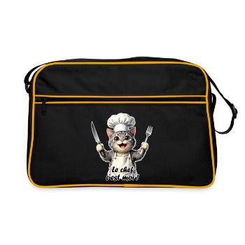 Chat chef de cuisine : je suis le chef - Sac Retro - noir/or - Devant