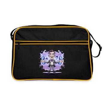 Show magician in suit with energy show - Retro Bag - black/gold - Front