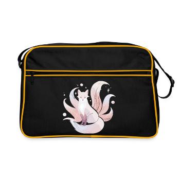 Neunschwänziger Fuchs - Sanfte Magie - Retro Tasche - Schwarz/Gold - Vorne