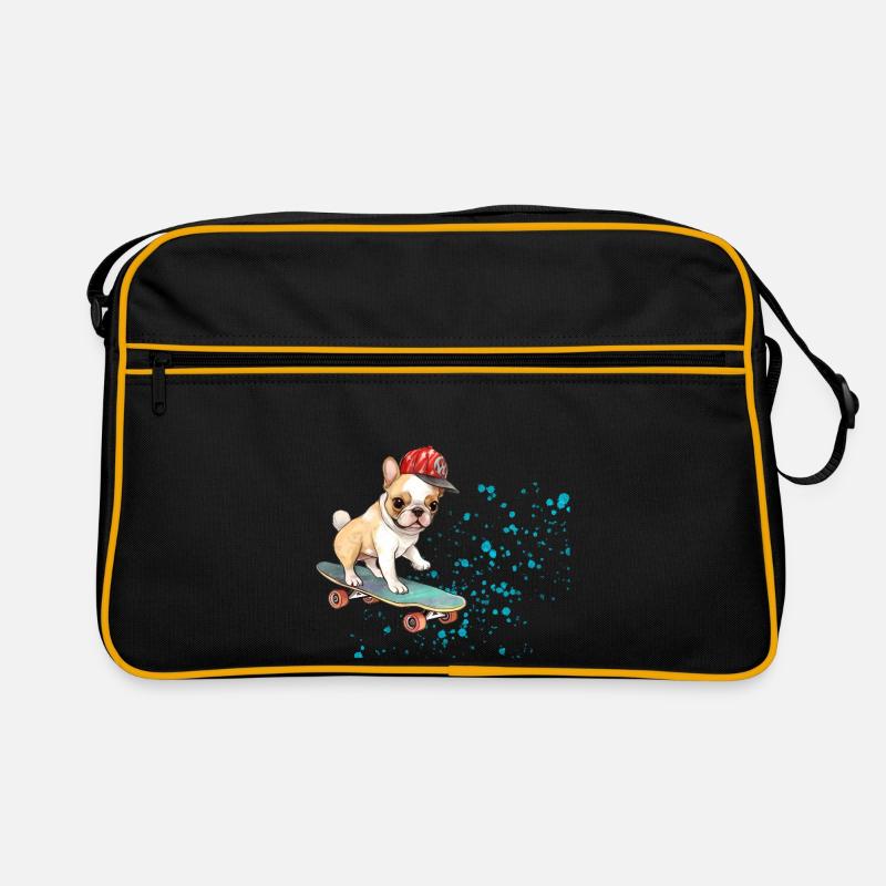 Skateboard Bulldog with Cap Retro Bag