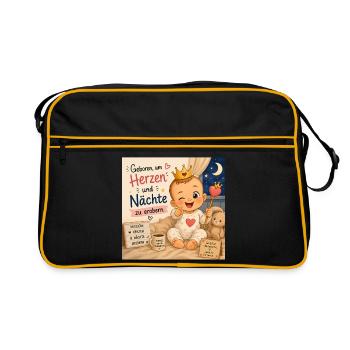 Geboren um Herzen zu Erobern - Retro Tasche - Schwarz/Gold - Vorne