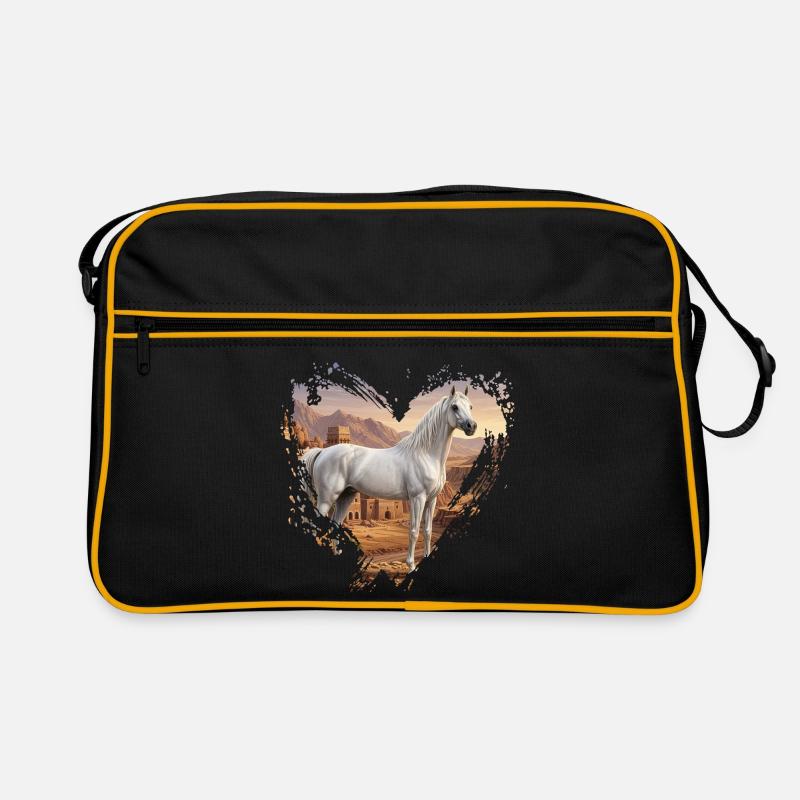 Ein Abbayan-Pferd, Jemen und ein Herz Retro Tasche