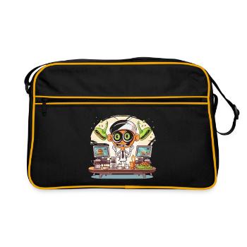 Weltraumkoch im Labor mit Aliens - Retro Tasche - Schwarz/Gold - Vorne