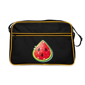 Watermelon Slice Cartoon - Retro Bag - black/gold - Front