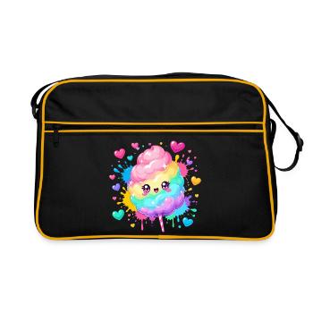 Rainbow Candy Cane Heart Happiness - Retro Bag - black/gold - Front