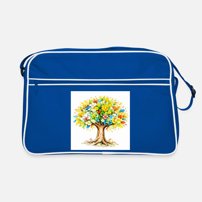 Arbre coloré avec feuillage fleuri Sac Retro