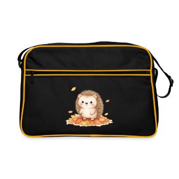Hérisson automnal sur un monticule de feuilles - Sac Retro - noir/or - Devant