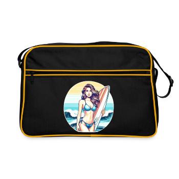Surf Diva at Sunset - Retro Bag - black/gold - Front