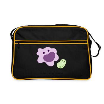 Cute Macrophage And Little Bacterium - Retro Bag - black/gold - Front
