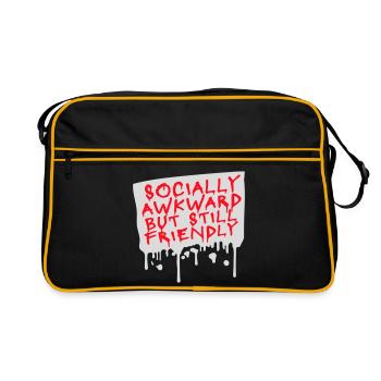 Socially Awkward But Still Friendly Funny Saying - Retro Bag - black/gold - Front