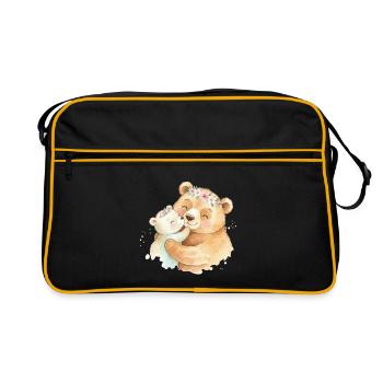 Maman Ours avec Bébé Ours - Sac Retro - noir/or - Devant