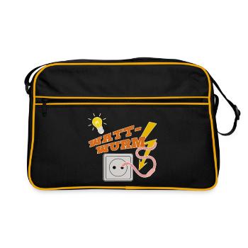 lugworm, puns, humor, funny gifts, father - Retro Bag - black/gold - Front