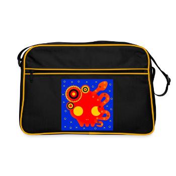 Abstract Red Octopus Mandala - Retro Bag - black/gold - Front