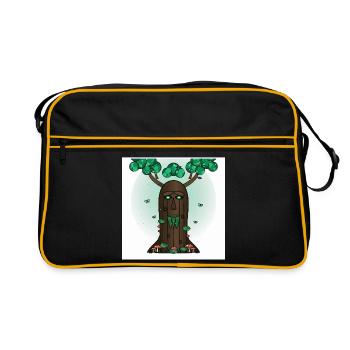 Forest Spirit Tree Face - Retro Bag - black/gold - Front