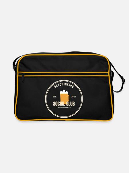 Daydrinking Social Club Sommer Party Statement - Retro Tasche - Schwarz/Gold - Vorne