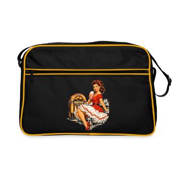 Pin-up Rockabilly dans le diner rétro des années 50 - Sac Retro - noir/or - Devant