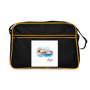 Aquarelle du port côtier d’Azzo - Sac Retro - noir/or - Devant