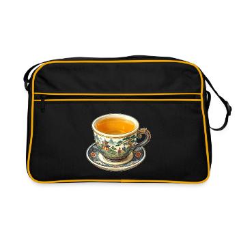 Thé dans une tasse chinoise - Sac Retro - noir/or - Devant